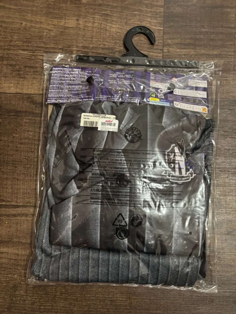 Rubies Wednesday Addams Child School Uniform Costume Sz 10-12 Wig Included NWT